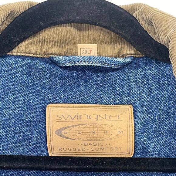 VTG Swingster Flannel‎ Lined Denim Trucker Jacket Mens 2XLT GoodYear Farm Tires - Picture 8 of 8